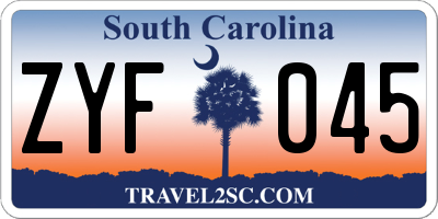 SC license plate ZYF045
