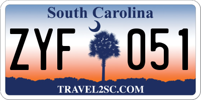 SC license plate ZYF051