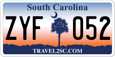 SC license plate ZYF052