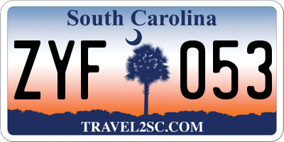 SC license plate ZYF053
