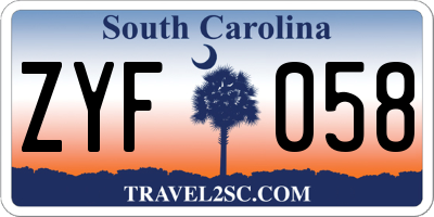 SC license plate ZYF058