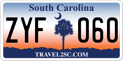 SC license plate ZYF060