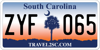 SC license plate ZYF065
