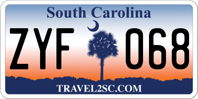 SC license plate ZYF068