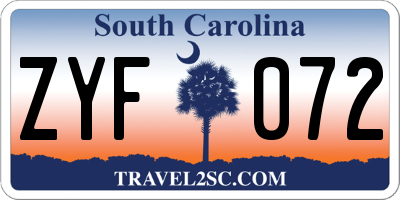 SC license plate ZYF072