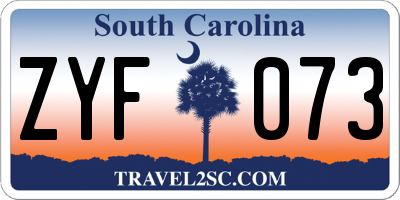 SC license plate ZYF073