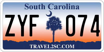 SC license plate ZYF074