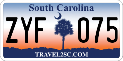 SC license plate ZYF075