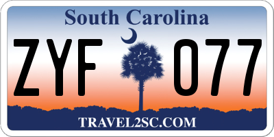 SC license plate ZYF077