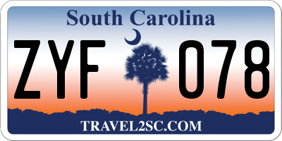 SC license plate ZYF078