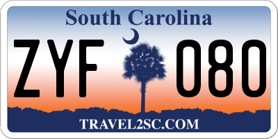 SC license plate ZYF080
