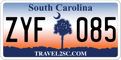 SC license plate ZYF085