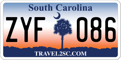 SC license plate ZYF086