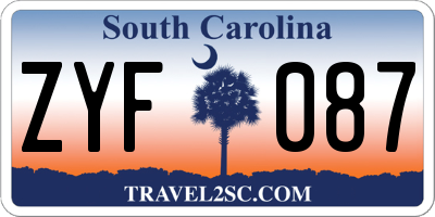 SC license plate ZYF087