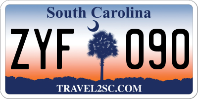 SC license plate ZYF090