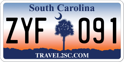 SC license plate ZYF091