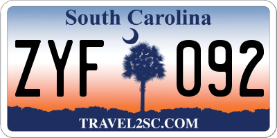SC license plate ZYF092