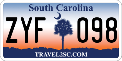 SC license plate ZYF098