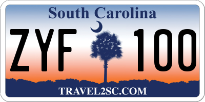 SC license plate ZYF100