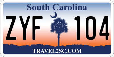 SC license plate ZYF104