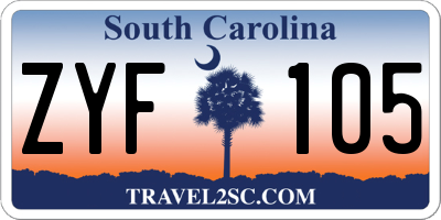 SC license plate ZYF105