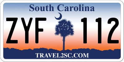 SC license plate ZYF112