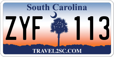 SC license plate ZYF113