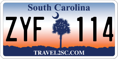 SC license plate ZYF114