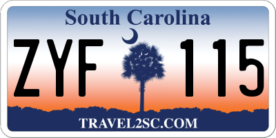 SC license plate ZYF115