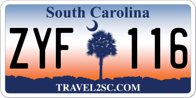 SC license plate ZYF116