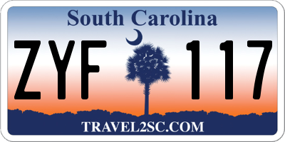 SC license plate ZYF117