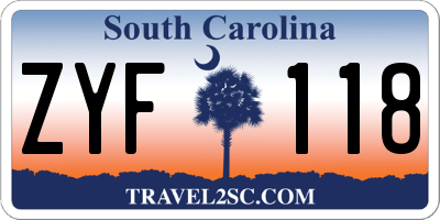 SC license plate ZYF118