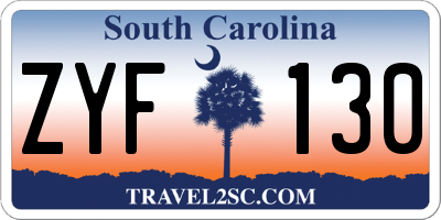SC license plate ZYF130