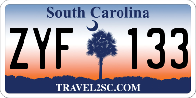 SC license plate ZYF133
