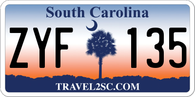SC license plate ZYF135