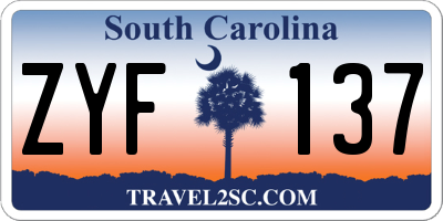 SC license plate ZYF137
