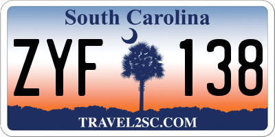 SC license plate ZYF138