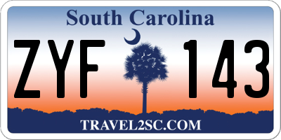 SC license plate ZYF143