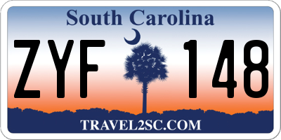 SC license plate ZYF148