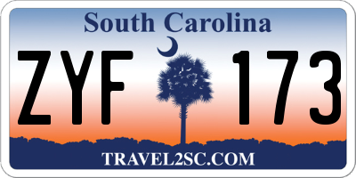 SC license plate ZYF173