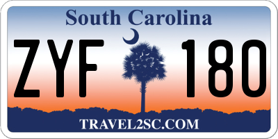 SC license plate ZYF180