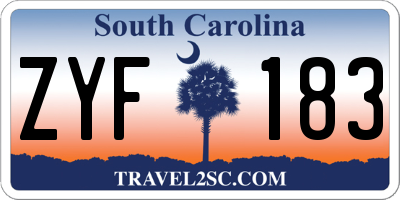 SC license plate ZYF183