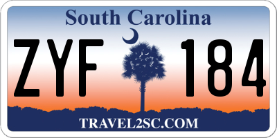 SC license plate ZYF184