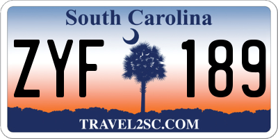 SC license plate ZYF189