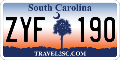 SC license plate ZYF190