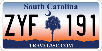 SC license plate ZYF191