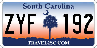 SC license plate ZYF192