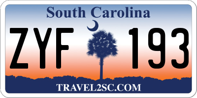 SC license plate ZYF193