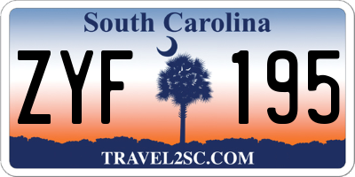 SC license plate ZYF195