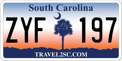 SC license plate ZYF197